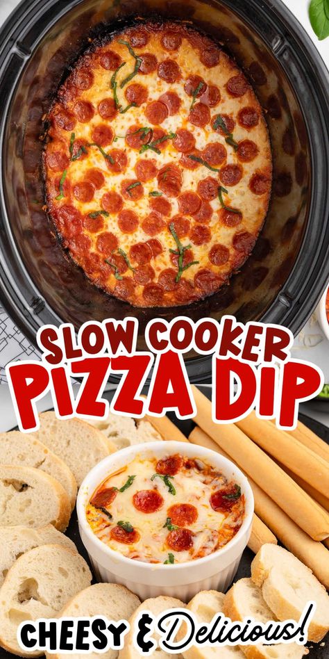 Crock Pot Pizza Dip Crock Pot Party Appetizers, Christmas Crockpot Dips, Pepperoni Dip Crock Pot, Easy Crock Pot Dips For Parties, Easy Crock Pot Appetizers For A Party, Crockpot Football Recipes, Hot Dip Recipes For Crock Pot, Hot Dips For Parties Crock Pots, Pizza Appetizers Easy