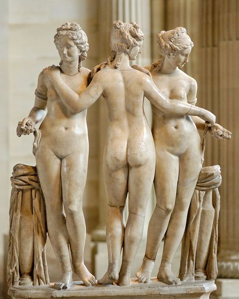 Three Graces (Charites), Roman statue (marble) copy of Hellenistic original, 2nd… Hannah Gadsby, The Three Graces, Roman Statue, Classic Sculpture, Roman Sculpture, Greek Sculpture, Ancient Sculpture, Three Graces, Roman Art