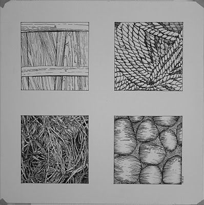 Afferemena: Four Textures in Pen and Ink Texture In Art Drawing, Different Textures Drawing, Texture Art Drawing, Pen Textures, Texture Drawing Ideas, Texture Drawings, Textures Drawing, Texture Sketch, Ink Texture