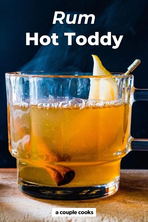 Hot Toddy Recipe Rum, Rum Toddy Recipe, Rum Hot Toddy, Hot Rum Toddy, Dark Rum Drinks, Hot Toddy Recipe For Colds, Spiced Rum Drinks, Apple Cider Hot Toddy, Spiced Rum Cocktails