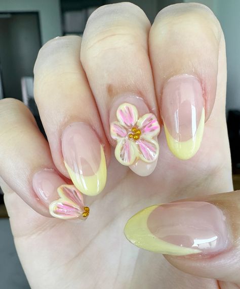 recents Yellow Pink Nails, Gel Natural Nails, Yellow Summer Nails, Nails Hard Gel, Summer Nails Pink, Nails Tropical, Gel Natural, Nails Yellow, Tropical Nails