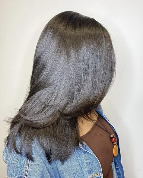 Natural Hair With Layers Black Women, 90s Layers Black Women, Layers Silk Press, Long Relaxed Hair, Straightened Hair, Pressed Natural Hair, Hair Growth Challenge, Silk Press Natural Hair, Twisted Hair