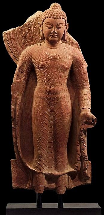 Standing Buddha Offering Protection.  India (Uttar Pradesh, Mathura) late 5th century. Standing Buddha, 11th Century, Hindu Deities, Uttar Pradesh, Buddhism, India, Quick Saves, Art