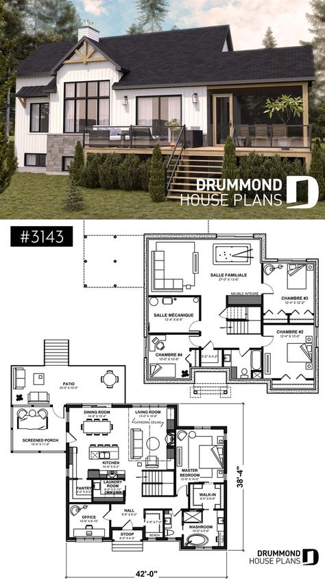 Drummond House Plans, Sims 4 House Plans, House Floor Design, Sims 4 House Design, Casas The Sims 4, Sims House Plans, House Construction Plan, House Layout Plans, Sims House Design