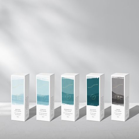 Karolina Król Studio - - World Brand Design Society / Hills & Waves is a sustainable skincare brand from the UK, that takes inspiration from the natural environment of British sea shores. They use the... Natural Skincare Branding, Wave Packaging, Minimalist Skincare Packaging, Sea Branding, Seaweed Packaging, Sea Packaging, Luxury Beauty Packaging, Reed Diffuser Packaging, Minimalist Branding