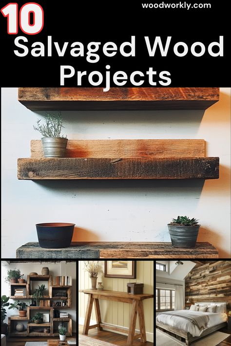 Looking to upcycle salvaged wood? Discover unique DIY projects that bring new life to reclaimed materials. Click for sustainable design ideas! #SalvagedWood #Upcycling #DIYProjects #Woodworking #HomeDecor Redwood Wood Projects, Walnut Wood Projects, Salvaged Wood Projects, Wooden Dining Bench, Wooden Blanket Ladder, Reclaimed Wood Accent Wall, Reclaimed Wood Coffee Table, Wood Bookshelves, Wood Projects That Sell