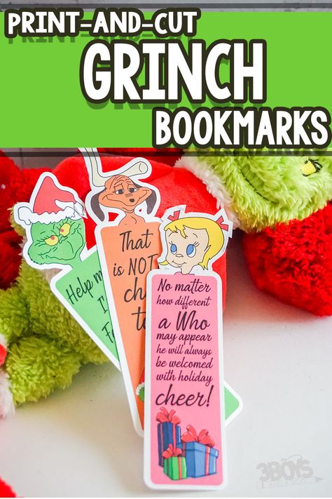 Grinch Bookmarks, Grinch Heart Grew, Christmas Reading Activities, Grinch Printable, Diy Grinch, The Grinch Who Stole Christmas, Christmas Party Treats, Grinch Stuff, Grinch Crafts