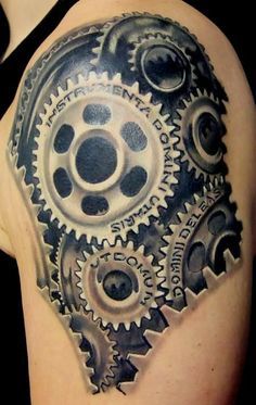 Could put “we must be more than just machines” spread among the gears Cogs Tattoo, Cog Tattoo, Gear Head Tattoo, Tattoo Ideas Big, Gears Tattoo, Head Tattoo Ideas, Steampunk Tattoos, Mechanical Tattoo, Biomechanical Tattoos