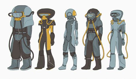 Sci Fi Diving Suit, Diving Suit Concept Art, Diver Character Design, Old Diving Suit, Underwater Suit, Diver Outfit, Transformation Costume, Diver Suit, Atmospheric Diving Suit