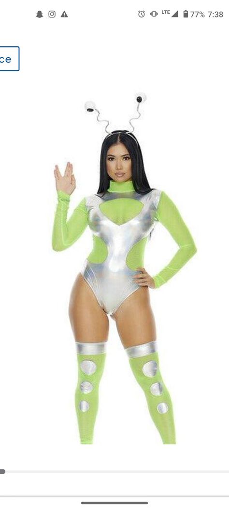 Alien Superstar Costume, Green Alien Costume, Alien Costume Women, Martian Costume, Antenna Headband, Leg Accessories, Silver Bodysuit, Thigh High Leg Warmers, Alien Costume