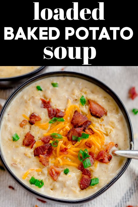 Loaded Baked Potato Soup Easy, Baked Potato Soup Easy, Loaded Baked Potato Soup Recipe, Easy Baked Potato, Baked Potato Soup Recipe, Cream Of Potato Soup, Potato Soup Easy, Comfort Soup Recipes, Loaded Potato Soup