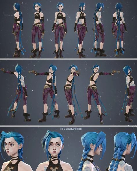 Jinx Arcane Character Design, Jinx Arcane Reference, Arcane Jinx Cosplay, Jinx Poses, Jinx Character Design, Jinx Concept Art, Jinx Cosplay Arcane, Arcane Concept Art, Jinx Character