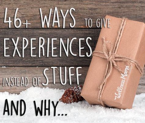 46+ Ways to Give Your Kids Experiences Instead of Stuff - One year during Christmas, my husband and I looked at one another and our brood of kids and thought, "Why are we spending loads of money on toys and games that will be played with once and tossed into our cluttered closets, causing stress on our time, energy, and budget?". So we decided to change the way we give gifts at holidays, and to give them experiences they'll remember forever instead. Wellness Mama, Cadeau Diy, Up Book, Experience Gifts, Brown Paper, Christmas Traditions, Homemade Gifts, All Things Christmas, Creative Gifts