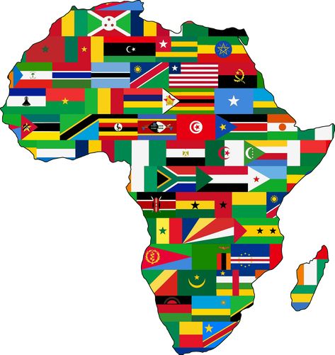 Africa flags by @Firkin, African outline filled with the flags of the African nations, not intended to be in their correct positions., on @openclipart List Of African Countries, Premium Restaurant, Africa Day, Africa Continent, Map Of Africa, Overseas Jobs, Africa Flag, African Map, Modus Operandi