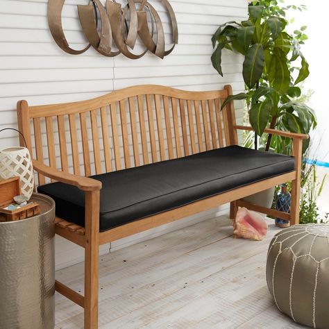 Outdoor Bench Cushion, Blue Bench, Outdoor Sitting Area, Outdoor Deck Furniture, Outdoor Cushions And Pillows, Deck Furniture, Neutral Design, Bench Cushion, Outdoor Bench