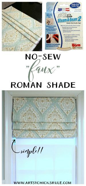 So SIMPLE!! No Sew Faux Roman Shade artsychicksrule.com Diy Roman Shades, Faux Roman Shades, Tension Rods, Diy Window Treatments, Window Treatments Bedroom, No Sew Curtains, Diy Shades, Kitchen Window Treatments, Room Window