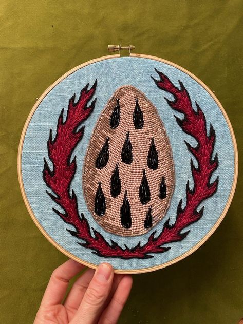 beaded cosmic egg by tessa perlow #cosmicegg #beadart #beaded #tessaperlow Tessa Perlow, Cosmic Egg, Bead Art, Cool Artwork, Coin Purse, Egg, Embroidery