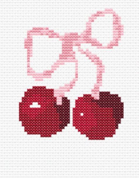 🍒 Add a sweet touch to your stitching projects with our adorable Cherry Duo cross stitch pattern! 🍒 🎀 This charming design features two plump cherries with a twist--their stems are intertwined with a cute ribbon, adding a whimsical flair to the classic fruit motif. 🧵 With its compact size and simple yet delightful design, this pattern is perfect for stitchers of all levels. Whether you're stitching for relaxation or to add a pop of charm to your space, these cherries are sure to bring a smil Cherry Grid Pattern, Two Color Cross Stitch Pattern, Cross Stitch Patterns Crochet, Cherry Cross Stitch Pattern, Tomato Cross Stitch Pattern, Scorpio Cross Stitch, Cross Stitch Round Border, Cross Stitch Patterns Grid, Little Cross Stitch Patterns