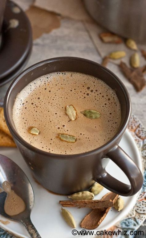 Learn to make authentic MASALA CHAI TEA LATTE at home. It's rich, flavorful, slightly sweet and has the perfect balance of spices.From cakewhiz.com Chai Tea Latte At Home, Masala Chai Tea Recipe, Desserts Japonais, Masala Chai Tea, Chai Tea Recipe, Latte At Home, Chai Tea Latte, Munnar, Masala Chai