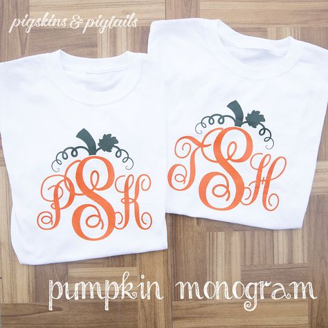 pumpkin-monogram-shirts Halloween Monogram Shirts, Halloween Monogram, Pumpkin Monogram, Halloween Week, Pumpkin Stem, Monogram Shirts, Easter Peeps, Vinyl Shirts, Easter Design