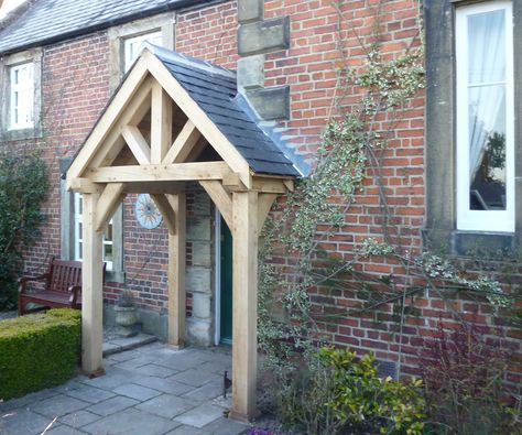 Northumberland Oak Framed Porch 2 | Oak Porch Kit form that … | Flickr Porch Oak, Oak Porch, Timber Frame Porch, Front Door Canopy, Porch Canopy, Porch Kits, Barn Conversions, Kerb Appeal, Timber Frame Building