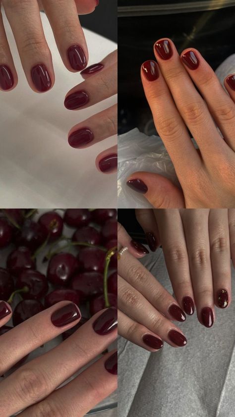 Casual nails nails aesthetic trendy summer nails nails spring nail summer trendy nails red nails Aesthetic Short Gel Nails, Neutral Red Nails, Maroon Jelly Nails, Cheery Red Nail, Downtown Nails Aesthetic, Nail Colors Summer 2024, Red Nail Inspo Short, Cherry Red Nails Short, Short Nails Round