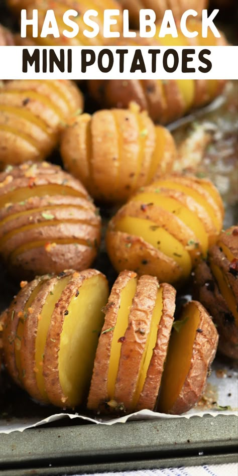 Mini Hasselback Potatoes Mini Hasselback Potatoes, Baked Baby Potatoes, Southern Comfort Recipes, Making Baked Potatoes, Potatoes In Oven, Mini Potatoes, Mozzarella Recipes, Hasselback Potatoes, Recipes Appetizers And Snacks