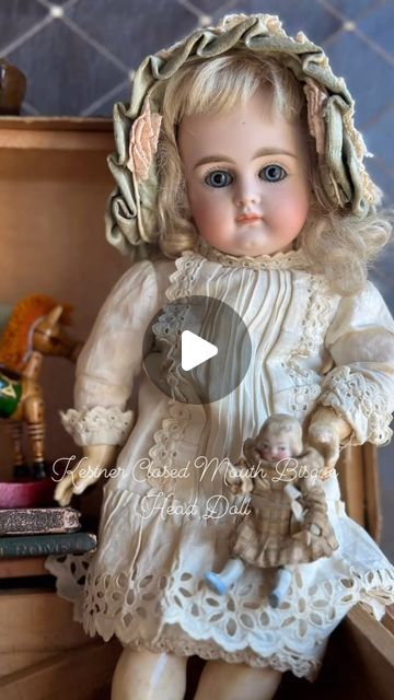 Doll Kingdom Us on Instagram: "Antique German 12” Early Kestner Closed Mouth Bisque Head Doll with Trunk  #collection #collectibles #kestner #doll #germandoll #antiques #antiquedecor #nostalgia #antiquetoys" Kestner Dolls, German Dolls, Antique Decor, Bisque Doll, June 19, Antique Toys, Antique Dolls, Trunk, Collectibles