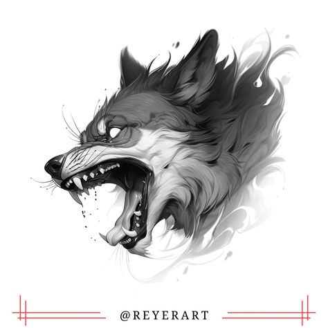 Learn how to create a wolf tattoo design in Procreate with black and white brushes. Inspired by Nordic mythology. #procreate #tattoodesign #wolftattoo . #Fenrir_Mythology #Realistic_Wolf_Tattoo_Design #Wolf_Portrait_Tattoo #Fenrir_Tattoo_Design Fenrir Mythology, Realistic Wolf Tattoo Design, Wolf Portrait Tattoo, Realistic Wolf Tattoo, Procreate Tattoo Design, Mythological Tattoo, Wolf Growling, White Wolf Tattoo, Werewolf Tattoo