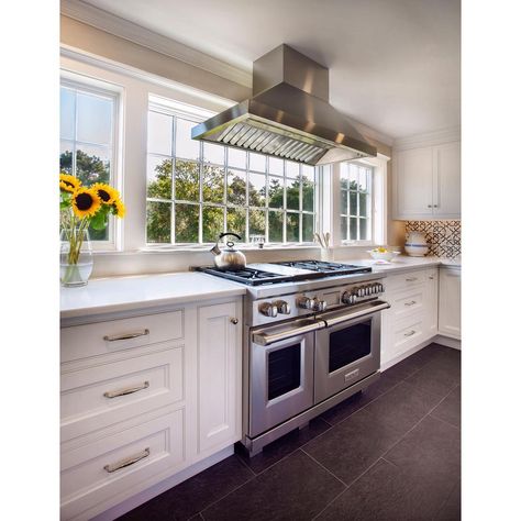 Range In Front Of Window, Hood In Front Of Window, Kitchen Vent Hood, Island Range, Kitchen Design Small Space, Kitchen Vent, Island Range Hood, Kitchen Range, The Chef