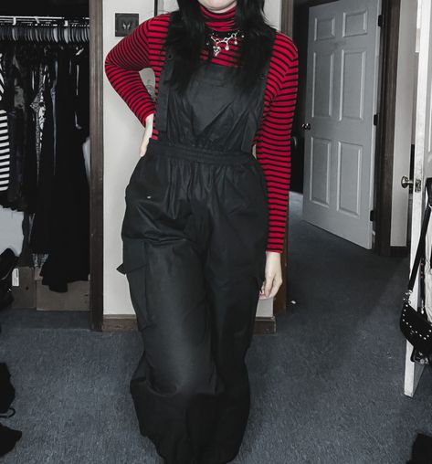 #alternativefashion #stripes #cargos #jumpsuits #ootd #outfitideas Goth Outfit, Rocker Style, Goth Outfits, Winter 2024, Alternative Fashion, New Style, Rocker, Plus Size Outfits, Overalls