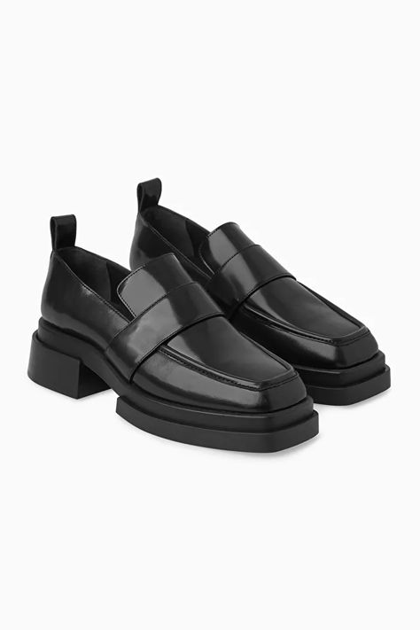 Women’s Shoes - COS US Chunky Loafers, Rounded Square, Shoe Inspo, Bag Design, Hailey Bieber, Formal Shoes, Work Shoes, Outfits Ideas, Dandy