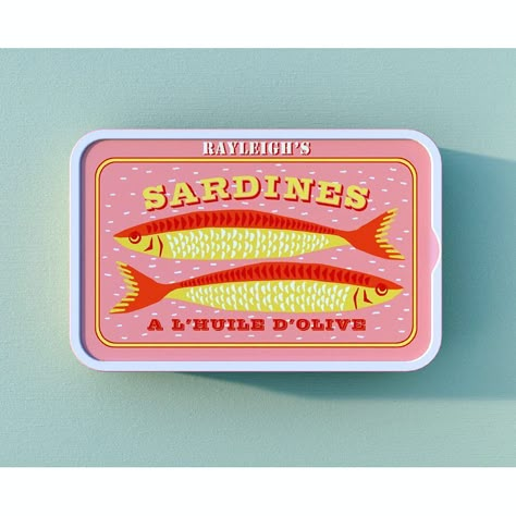 Sardine tin packaging Sardine Tin, Tin Packaging, Logos Retro, Cool Packaging, Vintage Packaging, 3d Studio, Graphic Design Packaging, Pretty Packaging, Creative Packaging