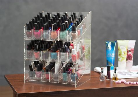 Countertop Display Rack for Nail Polish, 3 Tiers, Open Shelving, Slide Feed - Clear Spa Display, Mail Polish, Essential Oils Storage, Eyeshadow Palette Storage, Nail Polish Display, Oil Lipstick, Nail Polish Painting, Paint Organization, Acrylic Nail Polish