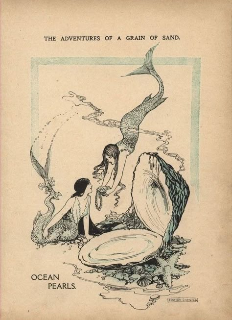 Plakat Design Inspiration, 동화 삽화, Mermaid Core, Vintage Mermaid, Grain Of Sand, Arte Sketchbook, Fairytale Art, Mermaid Art, Old Book