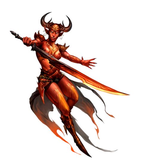 Female Efreeti Sorzan - Pathfinder PFRPG DND D&D d20 fantasy Efreeti Female, Dnd Demons, Pathfinder 2e, Orc Warrior, Fantasy Demon, Beast Creature, Comic Layout, The Elder Scrolls, Fantasy Races