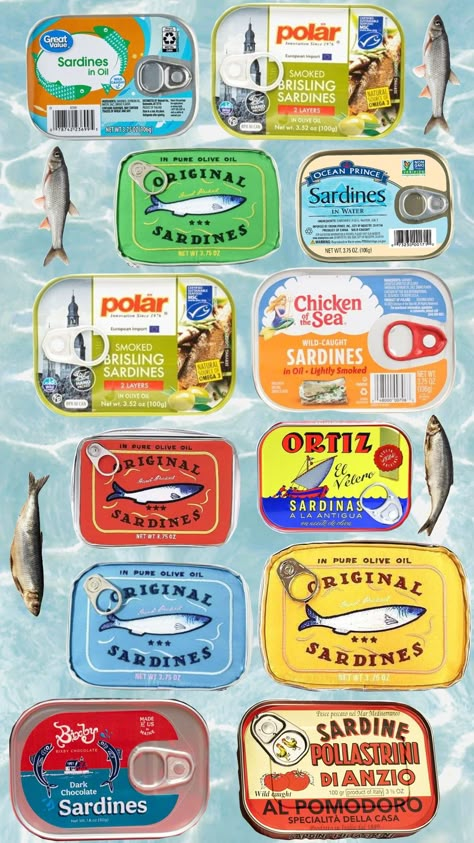 Discover the charm of original sardine cans with stunning designs that blend vintage aesthetics and modern creativity. Featuring eye-catching typography, vibrant colors, and intricate illustrations, these collectible sardine cans are perfect for enthusiasts, seafood lovers, and art collectors. #OriginalSardineCans #SardinePackagingDesign #VintageSardineCans #SeafoodPackagingArt #CollectibleS #sardines #sardinecans Ceramic Sardine Can, Sardine Aesthetic, Clay Sardines, Sardine Can Art, Sardine Packaging, Sardine Illustration, Sardines Can, Sardine Art, Breakfast Painting