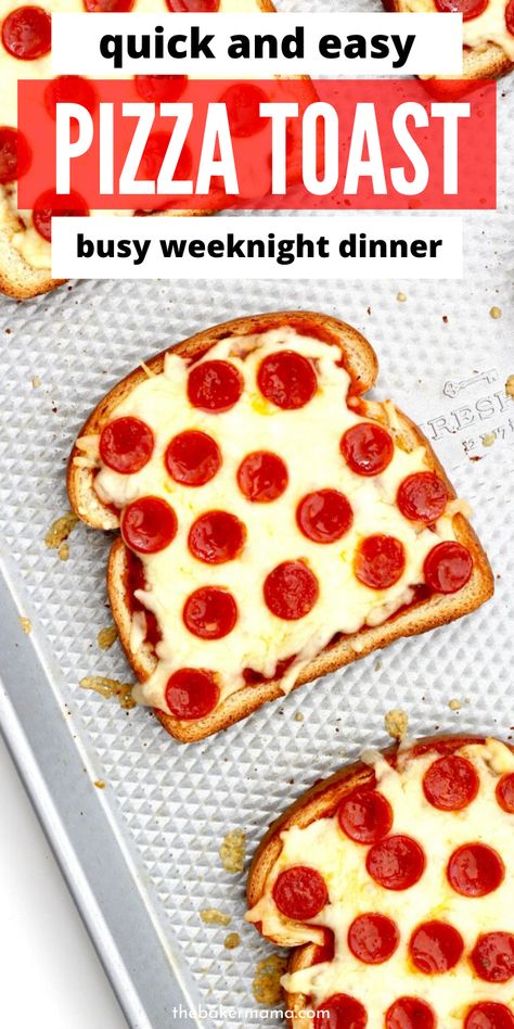 Pepperoni Toast, Dinner Idea Easy, Pepperoni Recipes, Pizza Toast, Kids Pizza, Toast Pizza, Quick Pizza, Pizza Snacks, Pizza Recipes Easy