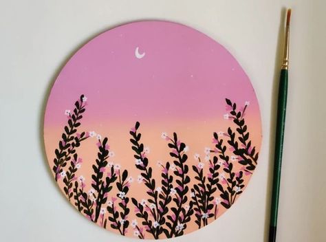 Pin by Rocio Ciaramella on Pinturas | Circle painting, Mini canvas art, Diy art painting Painting Ideas, Art Ideas, Acrylic Painting, Canvas Painting, Art Painting, Canvas Art, Pencil, Paintings, Moon