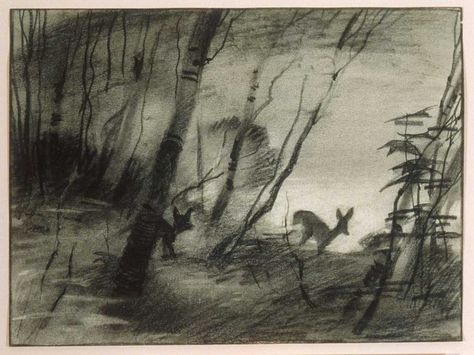 Cowan Collection: Animation and Comic Art: "Bambi" (1942) [4 of 9] - Charcoal Concept of Bambi and Mother Stalker Movie, Equinox Celebration, Tyrus Wong, Winter Paintings, Bg Design, Disney Concept Art, Winter Painting, Sketchbook Inspiration, Animation Background