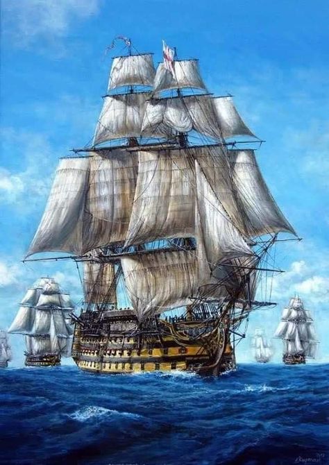 Pirate Ship Art, Maritime Painting, Navi A Vela, Royal Navy Ships, Sailing Art, Old Sailing Ships, Ship Of The Line, Hms Victory, Clipper Ship