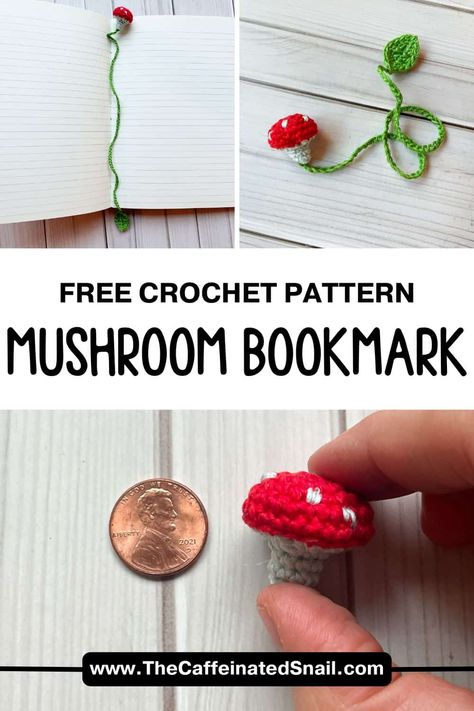 For those who love to read and are fascinated by fungi, look no further than my crochet mushroom bookmark pattern to bring both your favorite things together. Whimsical and practicality never looked better. Mushroom Bookmark Crochet Pattern, Crochet Plant Bookmark Free Pattern, 30 Minutes Crochet Projects, Crochet Mushroom Bookmark Free Pattern, Crochet Bookmarks Tutorial, Mini Mushroom Crochet Pattern, Cute Crochet Bookmarks Free Pattern, Free Crochet Patterns Bookmarks, Quick Crochet Ideas To Sell