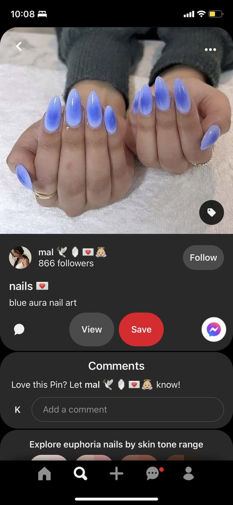 Aurora Nails Blue, Aura Nails Blue, Blue Aura Nails, Aura Azul, Euphoria Nails, Aura Nails, Aurora Nails, Light Blue Nails, Blue Aurora