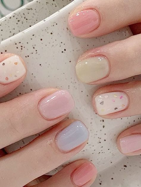 Nails Easter, Milky Nails, Korean Nail Art, Korean Nails, Simple Gel Nails, Blush Nails, Pretty Gel Nails, Cute Gel Nails, Pastel Nails