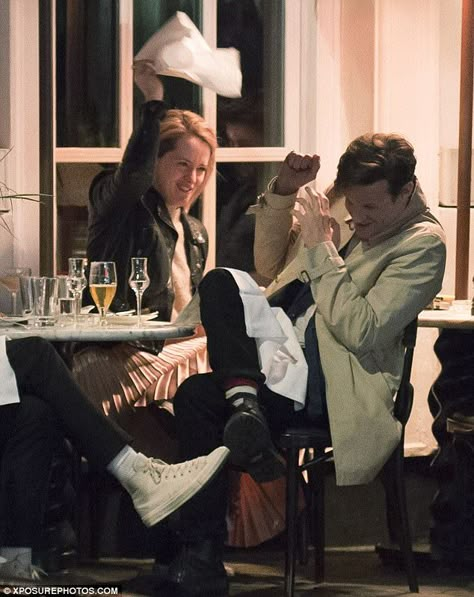 Playful: Claire Foy and Matt Smith proved they are just as close friends off-screen on Friday, as they headed for dinner together in London Claire Foy And Matt Smith, The Crown Tv Show, The Crown Cast, Crown Tv, The Crown Series, Crown Netflix, Kaptan Jack Sparrow, Claire Foy, Daemon Targaryen