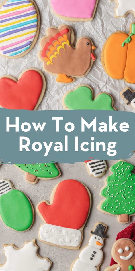 This is the only royal icing recipe you will ever need! It's made with just a few simple ingredients, comes together quickly, and always turns out perfect. How To Make Royal Icing Cookies, Royal Frosting Recipe, Easy Royal Icing Cookies Design, Simple Royal Icing Recipe, Wet On Wet Royal Icing, Decorating Cookies With Royal Icing, Icing For Sugar Cookies, Best Royal Icing, Christmas Cookie Icing