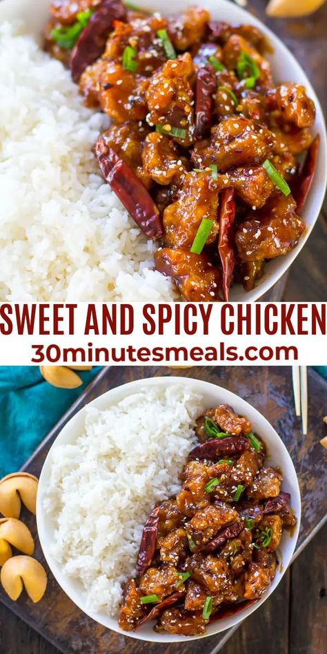 Sweet And Spicy Chicken, Spicy Chicken Recipes, Chinese Cooking Recipes, Easy Chinese Recipes, Ayam Goreng, Yummy Chicken Recipes, Best Chicken Recipes, Spicy Sauce, Chicken Dishes Recipes