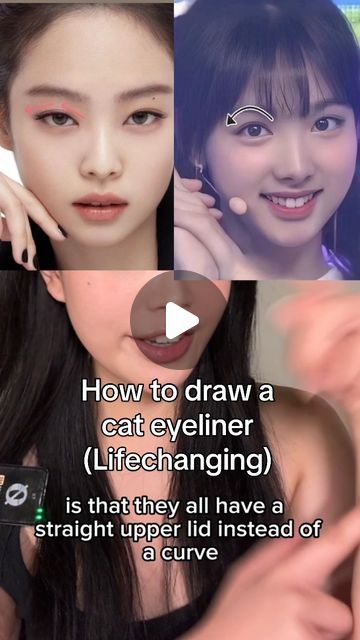 Cat Eye Downturned Eyes, How To Do Cat Eyeliner, Cat Pretty Makeup, Soft Cat Eye Makeup, Eyeliner Cat Eye, Cat Eyeliner Tutorial, Eyeliner Cat, Cat Eyeliner Makeup, Cat Eye Makeup Tutorial