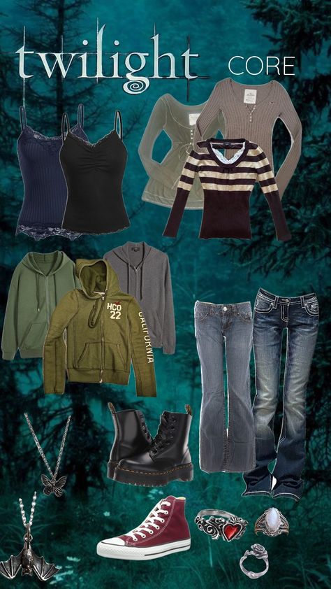 #twilight #books #aesthetic #twilightcore #2000s #collage #outfits #ootd #outfitcheck #fashion #fashioninspo #fashionboard #vampires #werewolves #coffeeaesthetic #Oregon #fall #blue #winter #teamedward #edwardcullen #teamjacob #movies Twilight Core Aesthetic Outfits, Twilight Outfits Ideas, Twilight Wardrobe, Twilight Core Outfits, Twilight Aesthetic Outfit, Twilight Inspired Outfits, 2000s Collage, Twilightcore Outfits, Twilight Clothes