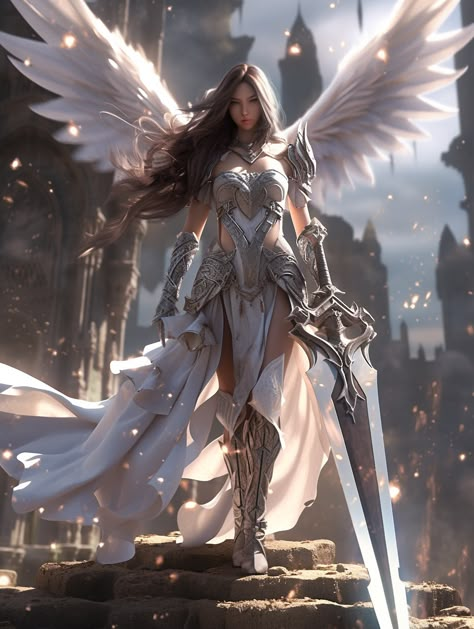 @mhchin Valkyrie Norse, Angel Wings Pictures, Swan Wallpaper, Winged People, Male Angel, Pencil Drawings Of Animals, Dark Fantasy Artwork, Angel Images, Angel Warrior